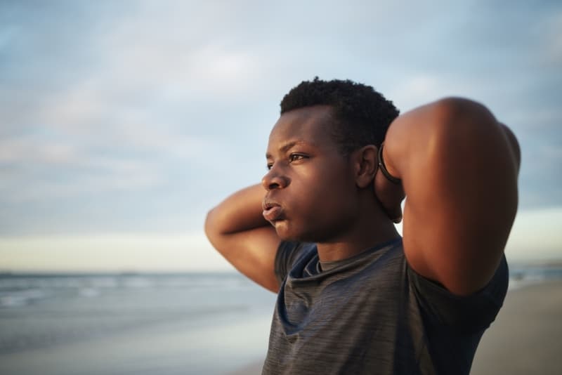 Anxious Man on Beach